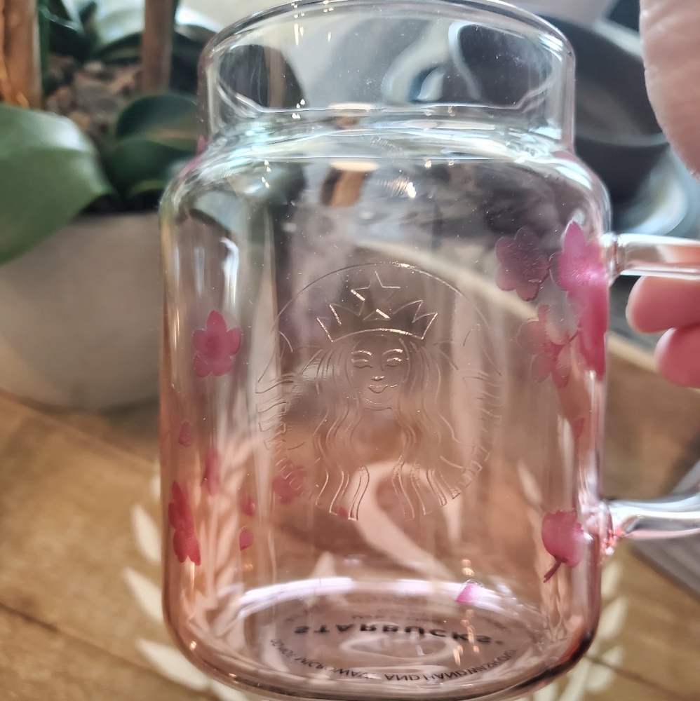 ☆STARBUCKS PINK GLASS SAKURA CAT MUG☆ - Picture 4 of 5